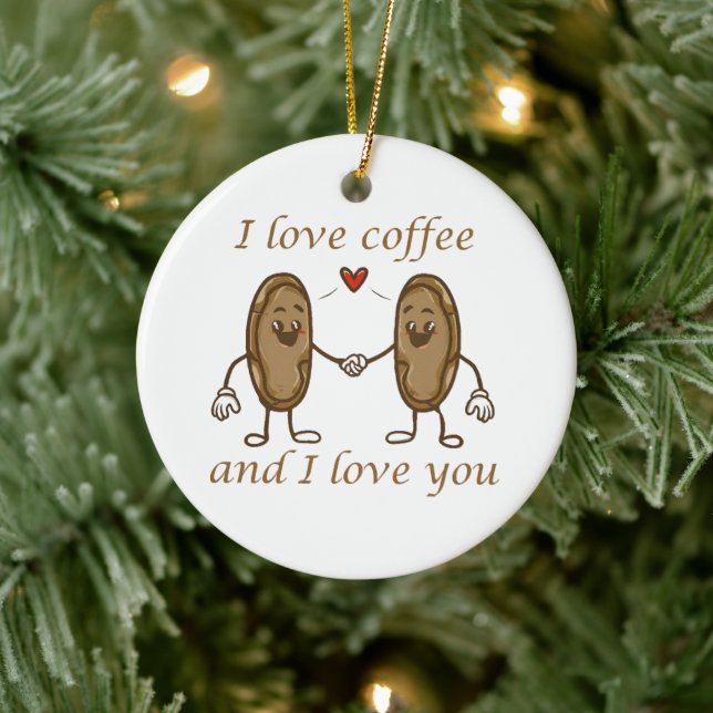 Ornamento De Cerâmica Eu amo café e eu amo você (Árvore)