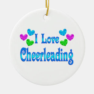 Ornamento De Cerâmica Eu amo Cheerleading
