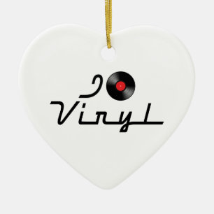 Ornamento De Cerâmica Eu Amo Coração de Vinil - DJ Amante de Álbuns de G