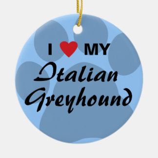 Ornamento De Cerâmica Eu amo (coração) meu galgo italiano