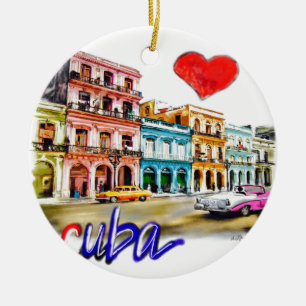 Ornamento De Cerâmica Eu amo Cuba