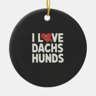 Ornamento De Cerâmica Eu Amo Dachshunds Desenho Animado Fofo