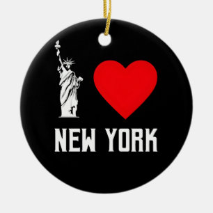 Ornamento De Cerâmica Eu Amo Design de Camiseta com Coração de Nova York