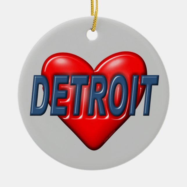 Ornamento De Cerâmica Eu amo Detroit (Frente)