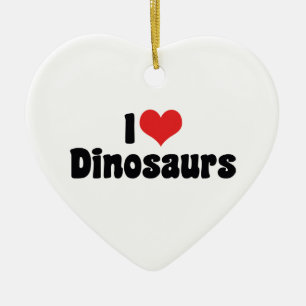 Ornamento De Cerâmica Eu Amo Dinossauros do Coração - Caçador de Fósseis