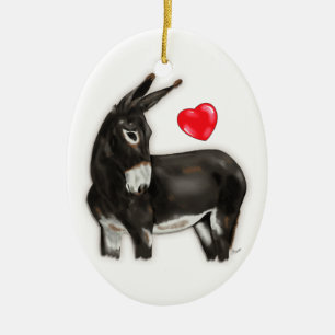 Ornamento De Cerâmica Eu Amo Donkeys Demure Donkey