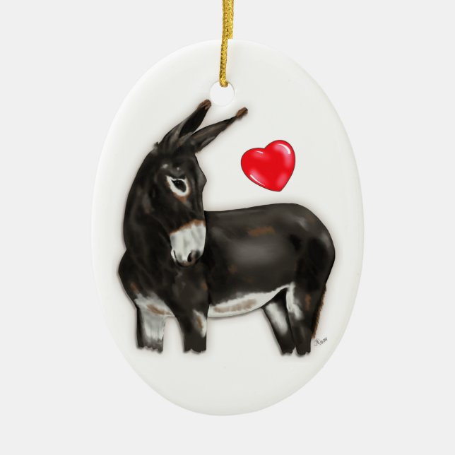 Ornamento De Cerâmica Eu Amo Donkeys Demure Donkey (Frente)