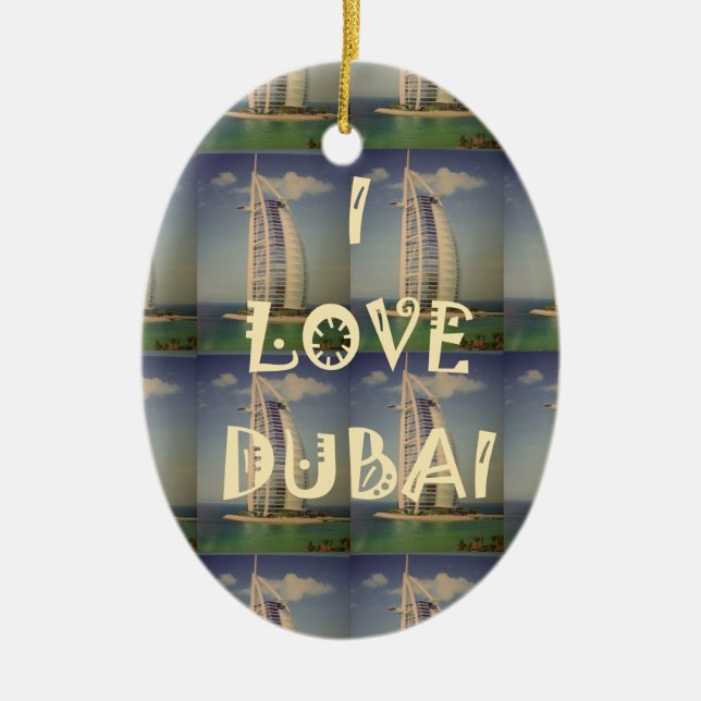 Ornamento De Cerâmica Eu Amo Dubai (Frente)