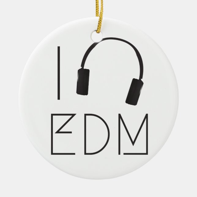 Ornamento De Cerâmica Eu amo EDM (Frente)