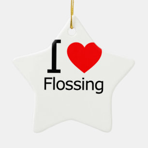 Ornamento De Cerâmica Eu amo Flossing