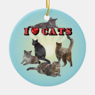 Ornamento De Cerâmica Eu amo gatos