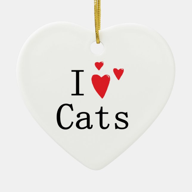 Ornamento De Cerâmica Eu amo gatos (Frente)