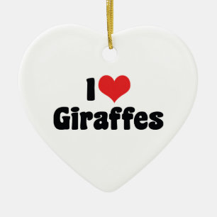 Ornamento De Cerâmica Eu Amo Girafas de Coração - Amante de Girafas