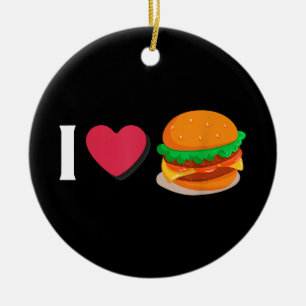 Ornamento De Cerâmica Eu Amo Hambúrguer Cheeseburger Alimentação Não Sau