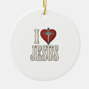 Ornamento De Cerâmica Eu Amo Jesus Desenho de Camisa de Fé com Gravação 