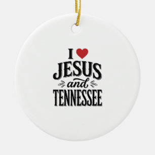 Ornamento De Cerâmica Eu Amo Jesus e Tennessee Vintage Desenho Cristão