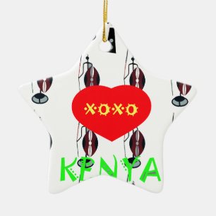Ornamento De Cerâmica Eu amo Kenya XOXO