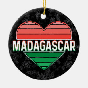 Ornamento De Cerâmica Eu amo Madagascar, coração malgaxe