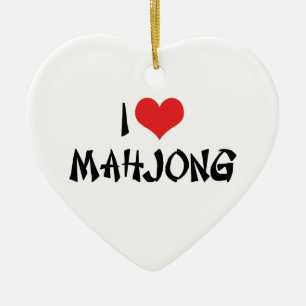 Ornamento De Cerâmica Eu Amo Mahjong de Coração - Amante de Mah Jong