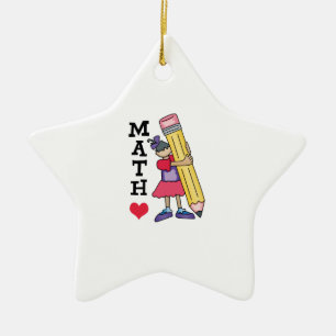 ORNAMENTO DE CERÂMICA EU AMO MATEMÁTICA
