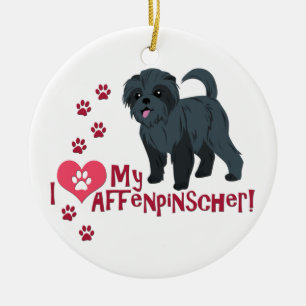 Ornamento De Cerâmica Eu Amo Meu Affenpinscher!