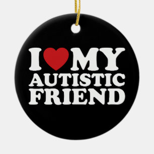 Ornamento De Cerâmica Eu Amo Meu Amigo Autista Coração do Autismo