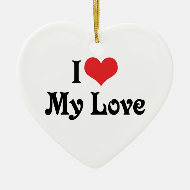 Ornamento De Cerâmica Eu Amo Meu Amor (Frente)