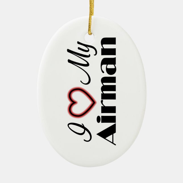 Ornamento De Cerâmica Eu amo meu aviador (Frente)