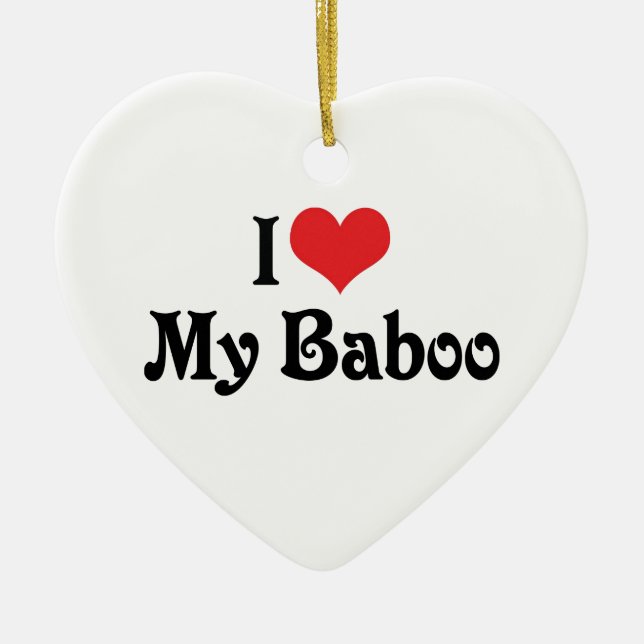 Ornamento De Cerâmica Eu Amo Meu Baboo (Frente)