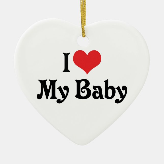 Ornamento De Cerâmica Eu Amo Meu Bebê (Frente)