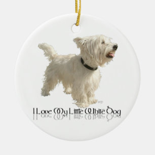 Ornamento De Cerâmica Eu Amo Meu Cachorrinho Branco - Westie