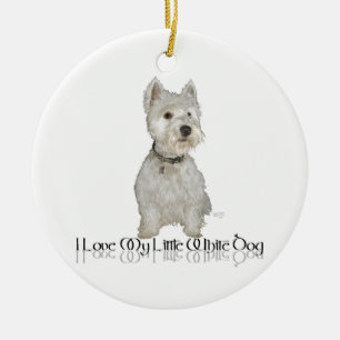 Ornamento De Cerâmica Eu Amo Meu Cachorrinho Branco - Westie