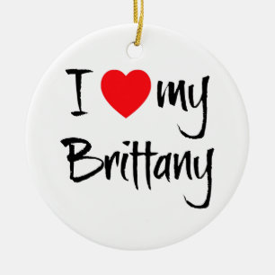 Ornamento De Cerâmica Eu Amo Meu Cachorro Brittany