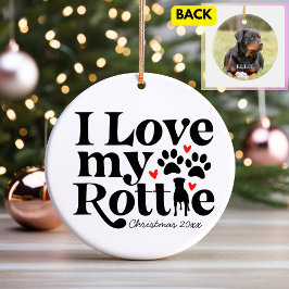 Ornamento De Cerâmica Eu Amo Meu Cachorro Rottie Rottweiler Foto Nome Pe