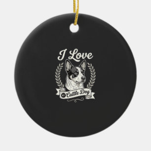 Ornamento De Cerâmica Eu Amo Meu Cão de Gado Cão Vintage Amante
