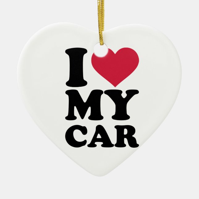 Ornamento De Cerâmica Eu amo meu carro (Frente)