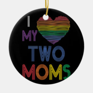 Ornamento De Cerâmica Eu Amo Meu Coração Arco-Íris LGBT Gay LGBT Lésbica