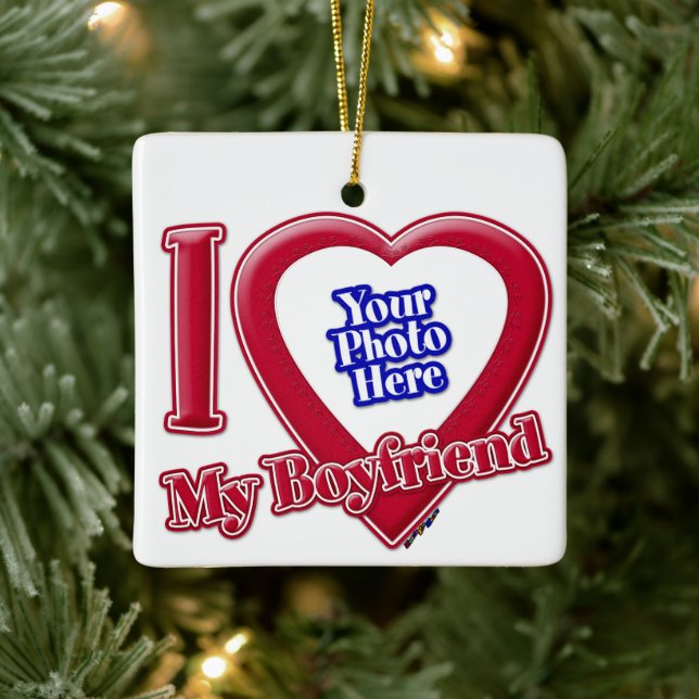 Ornamento De Cerâmica Eu Amo Meu Coração Vermelho Namorado (Árvore)