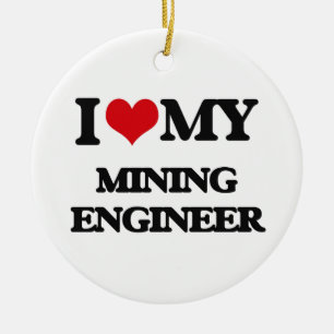 Ornamento De Cerâmica Eu amo meu engenheiro de mineração