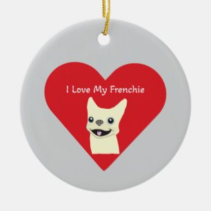 Ornamento De Cerâmica Eu amo meu Frenchie, Lavender