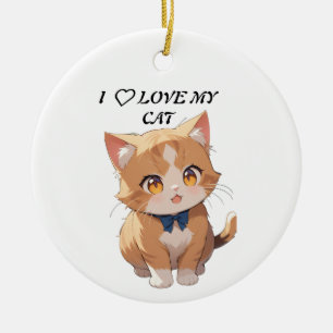 Ornamento De Cerâmica Eu amo meu gato