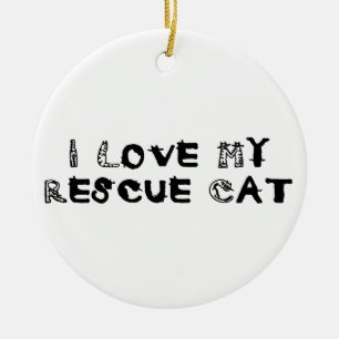 Ornamento De Cerâmica Eu amo meu gato do salvamento