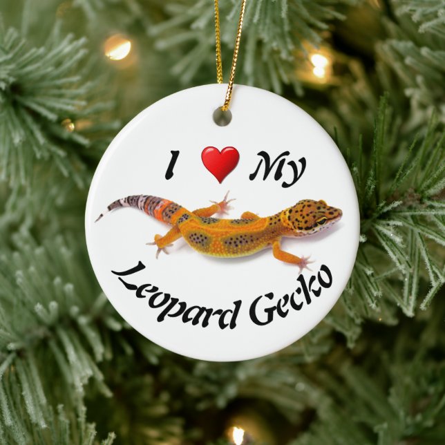 Ornamento De Cerâmica Eu Amo Meu Leopardo Gecko Lizard (Árvore)