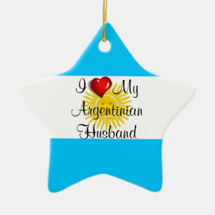 Ornamento De Cerâmica Eu Amo Meu Marido Argentino