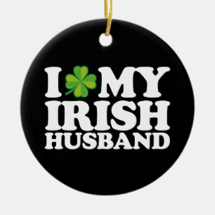 Ornamento De Cerâmica Eu Amo Meu Marido Irlandês Casal Dia de São Patríc