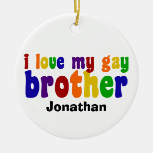 Ornamento De Cerâmica Eu Amo Meu Orgulho De Monograma Do Irmão Gay