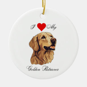 Ornamento De Cerâmica Eu amo meu Ouro Retriever standard