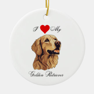 Ornamento De Cerâmica Eu amo meu Ouro Retriever standard