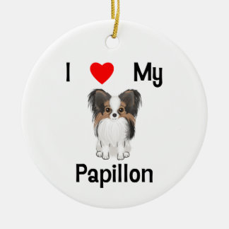 Ornamento De Cerâmica Eu amo meu Papillon (a imagem)