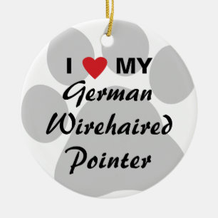 Ornamento De Cerâmica Eu amo meu ponteiro Wirehaired alemão
